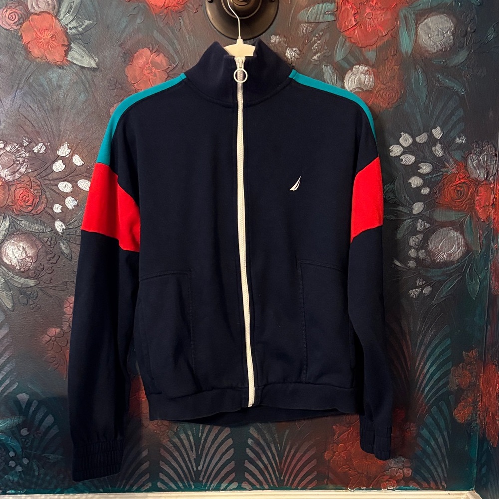 Nautica Navy and Red Zip-Up Sweatshirt